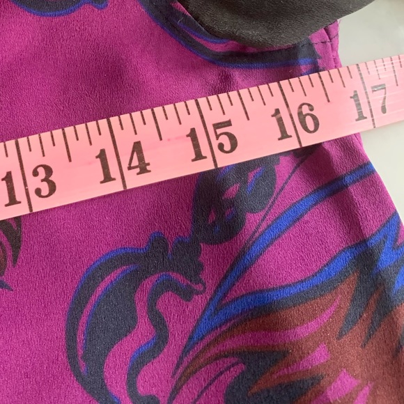 Diesel Black Gold blouse|tunic in rich purple floral with black sleeves size 36 - Picture 7 of 9